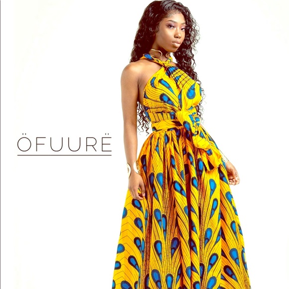 African Yellow Bulb Maxi Infinity Dress - Picture 1 of 4
